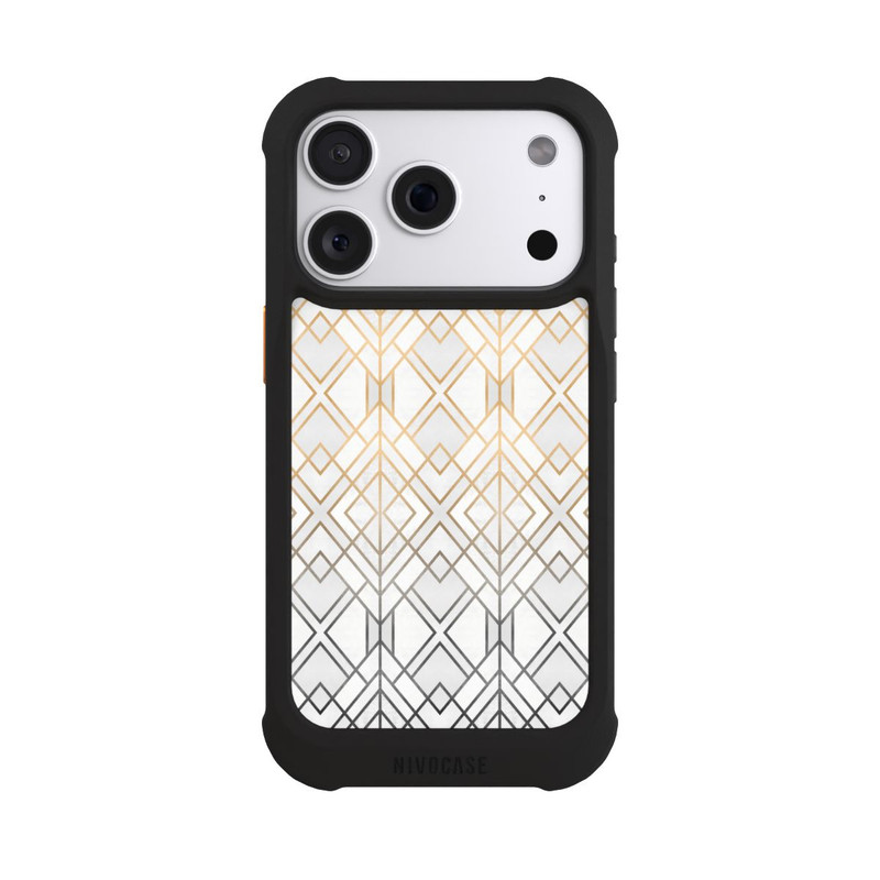 iPhone 18 Pro NIVOmax Gold und Grauer Geo Golddruck