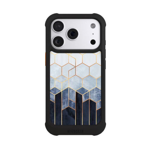 Apple iPhone 18 Pro NIVOmax Blauer Farbverlauf Sechsecke Golddruck