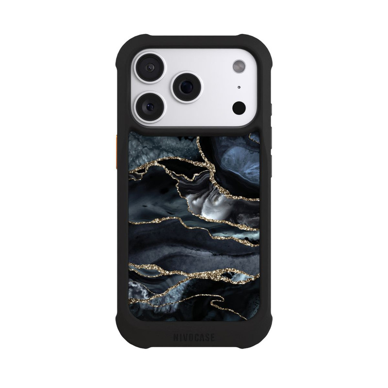 iPhone 18 Pro NIVOmax Dark Marble Gold Glitter Look