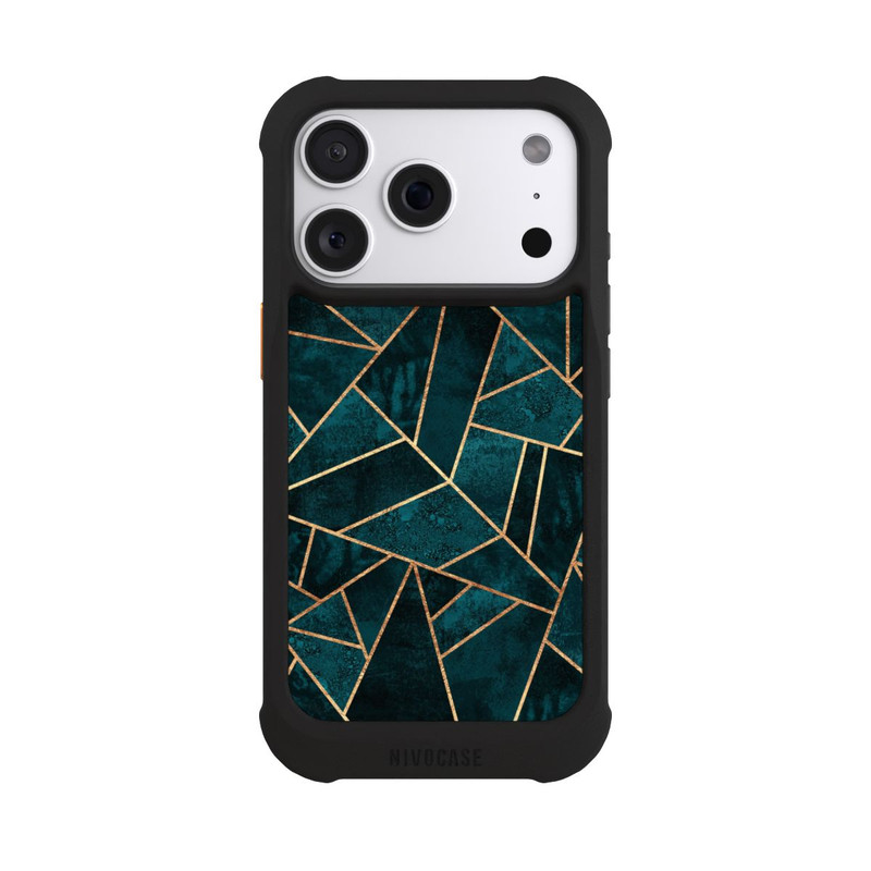 iPhone 18 Pro NIVOmax Deep Teal Stone Gold Print