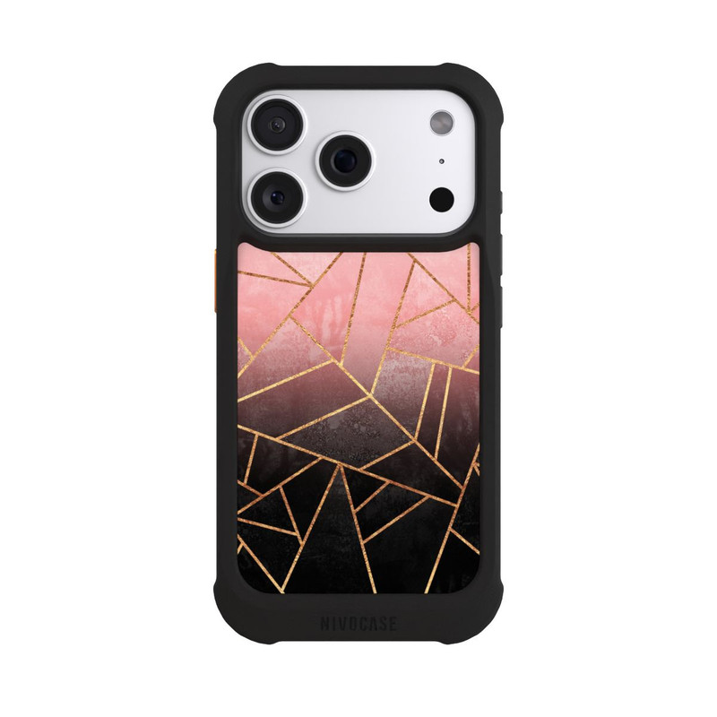 iPhone 18 Pro NIVOmax Pinker und Schwarzer Stein Gold Druck