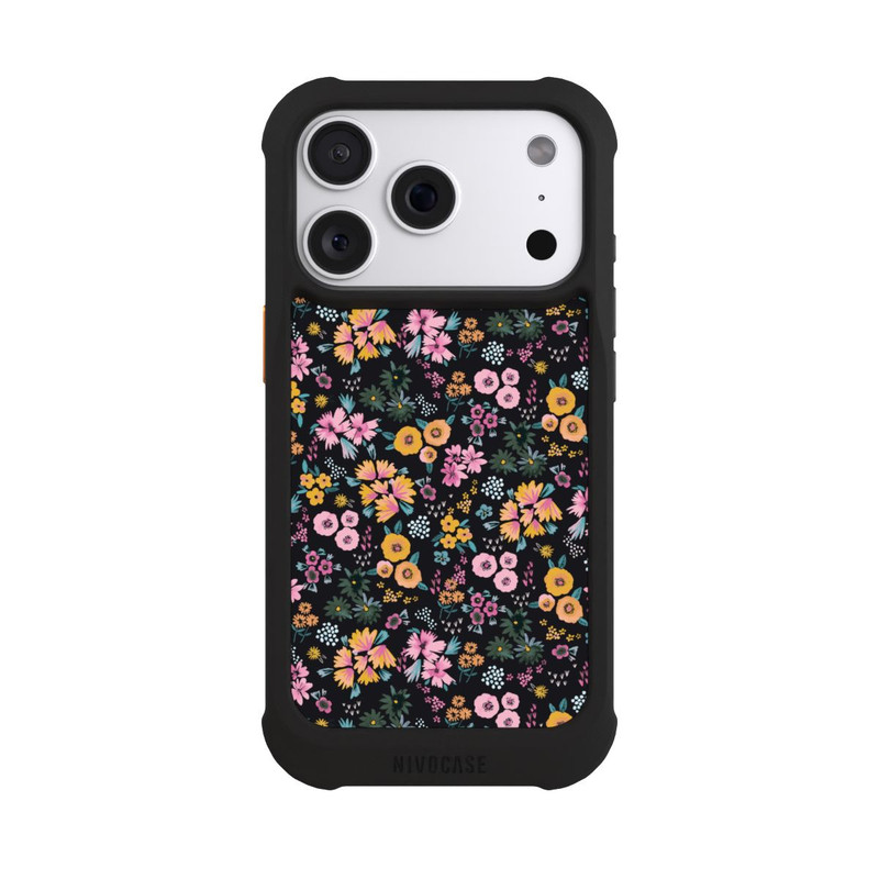 iPhone 18 Pro NIVOmax Kleine bunte Blumen Schwarz 2