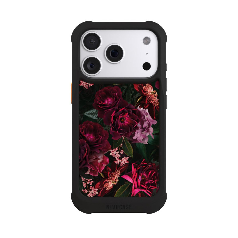 iPhone 18 Pro NIVOmax Fleurs rouge foncé et roses
