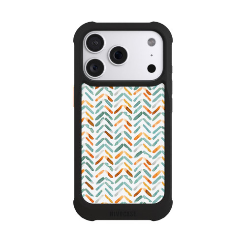 Apple iPhone 18 Pro NIVOmax Elegantes Herbstchevron Blau Orange