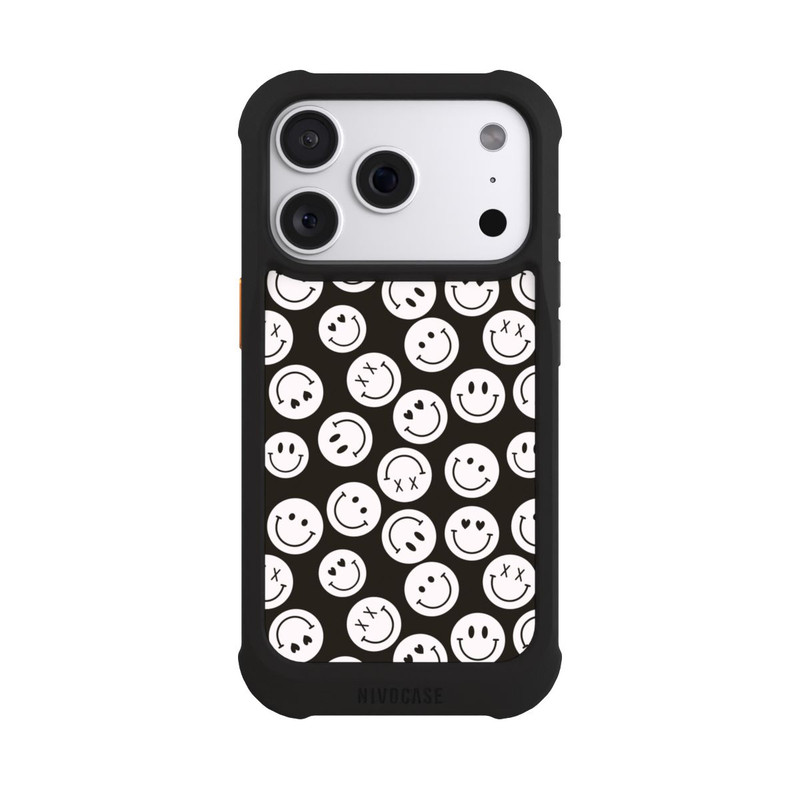 iPhone 18 Pro NIVOmax Smiles Emotes Pattern Black And White