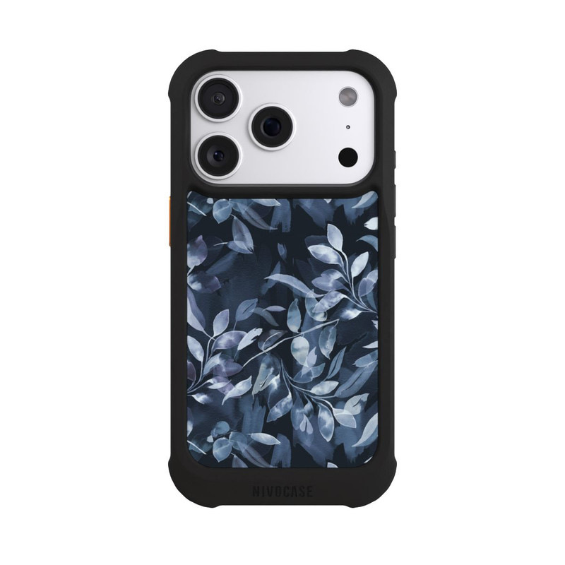 iPhone 18 Pro NIVOmax Mystische Aquarellblätter marineblau