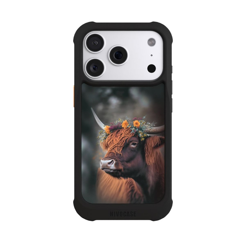 iPhone 18 Pro NIVOmax Hochland Rind mit Blumen mit KI