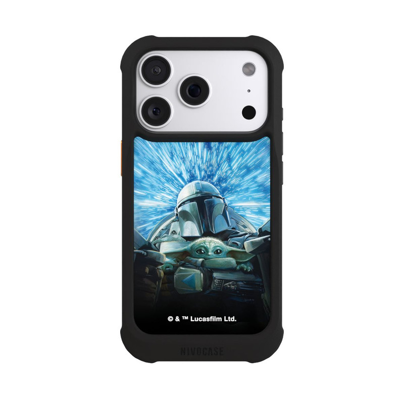 iPhone 18 Pro NIVOmax Grogu und Mando fliegen blau