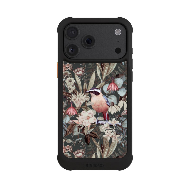 iPhone 18 Pro Max NIVOmax Orangefarbener Vogel im Vintage Blumenmuster