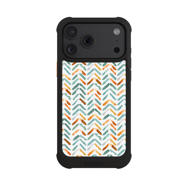 iPhone 18 Pro Max NIVOmax Élégant Automne Chevron Bleu Orange