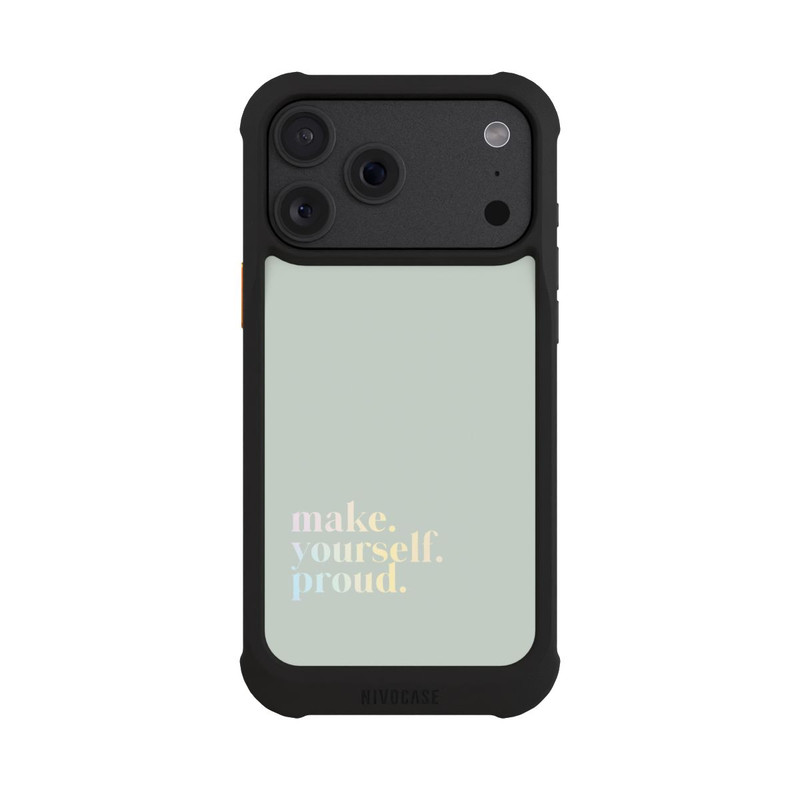 iPhone 18 Pro Max NIVOmax Make Yourself Proud Zitat-Minze und Farbverlauf