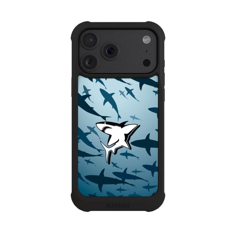iPhone 18 Pro Max NIVOmax Haie Muster Blau
