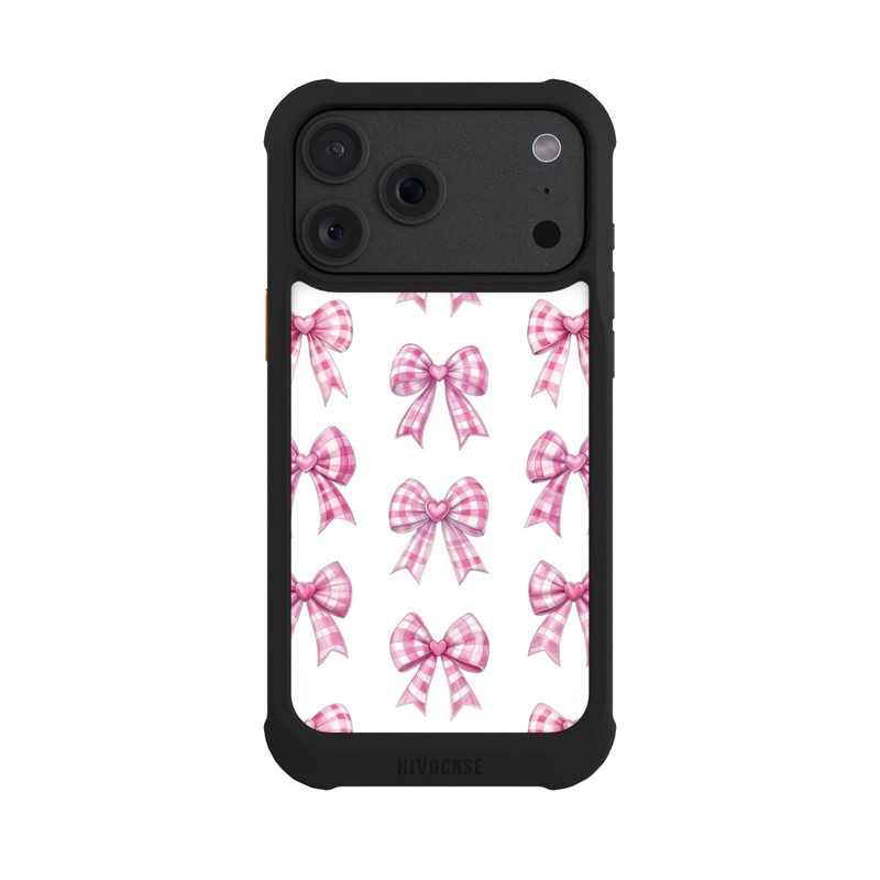 iPhone 18 Pro Max NIVOmax Pinke Gingham Herzen und Schleifen mit KI