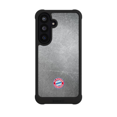 Samsung Galaxy S26 FE NIVOmax Klassisches FCB Logo Klein - Bunt auf Metalllook