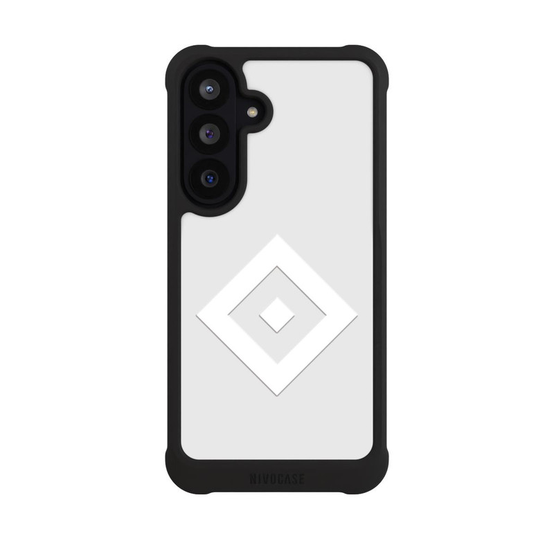 Galaxy S26 FE NIVOmax Logo en forme de losange sur fond gris HSV