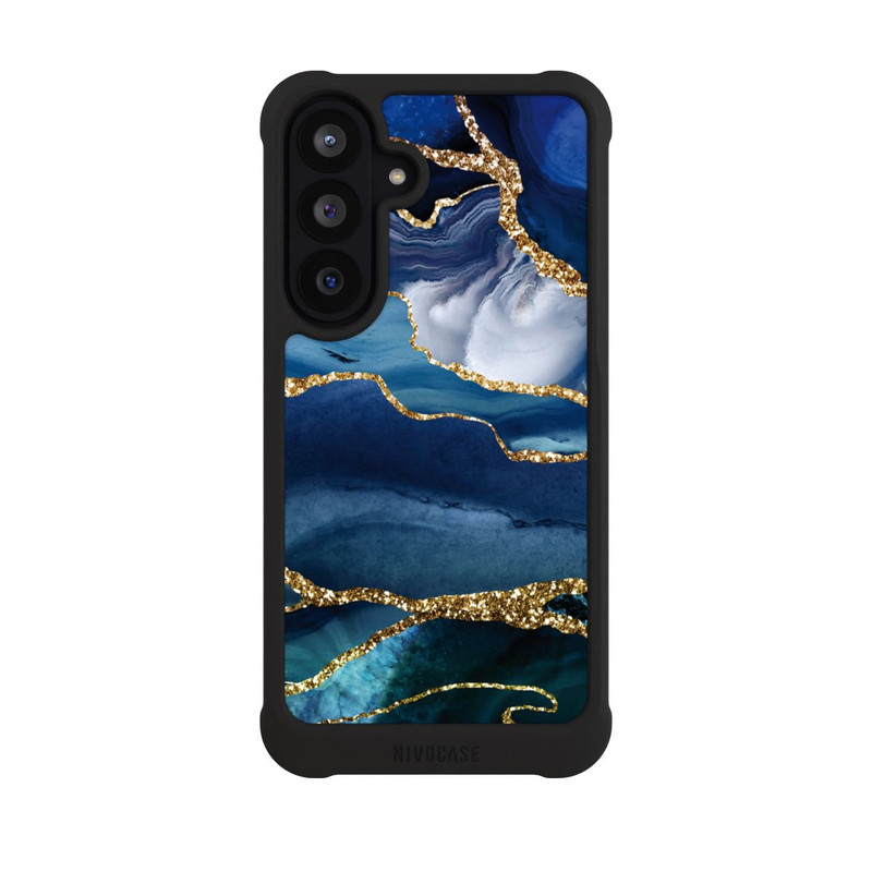 Galaxy S26 FE NIVOmax  Blauer Marmor Gold Glitzer Look