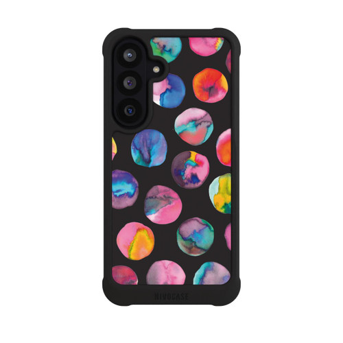 Samsung Galaxy S26 FE NIVOmax Bunte Tintenmurmeln Punkte Schwarz