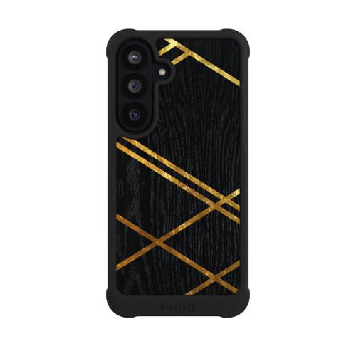 Samsung Galaxy S26 FE NIVOmax Schwarzes geometrisches Muster Goldene Streifen