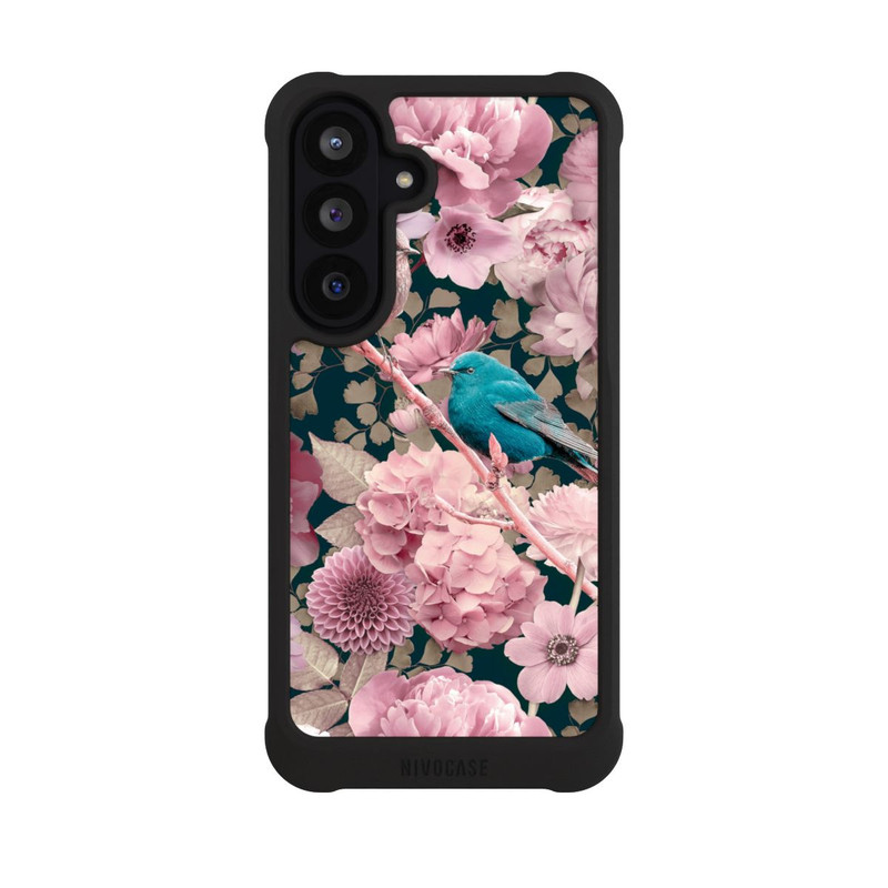 Galaxy S26 FE NIVOmax Spatzen im rosa Blumenmuster