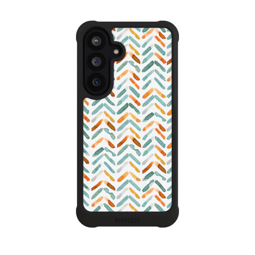 Samsung Galaxy S26 FE NIVOmax Élégant Automne Chevron Bleu Orange