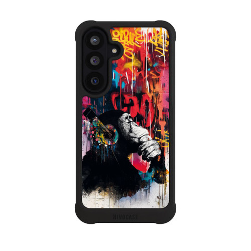 Samsung Galaxy S26 FE NIVOmax Affe Stereo Kopfhörer Graffiti Street Art Blau