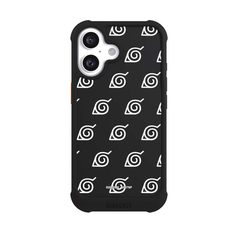 iPhone 16 NIVOmax Weißes Konoha-Muster Transparent