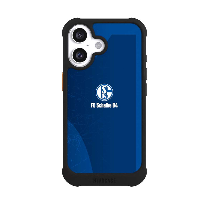 iPhone 16 NIVOmax Schalke 04 Blauer Hintergrund Mit Logo