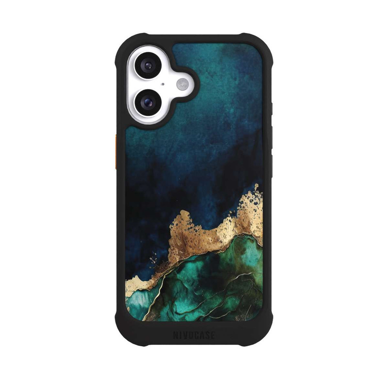 iPhone 16 NIVOmax Petrolblau mit Gold