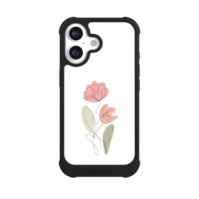 iPhone 16 NIVOmax Blume Line Art Rot