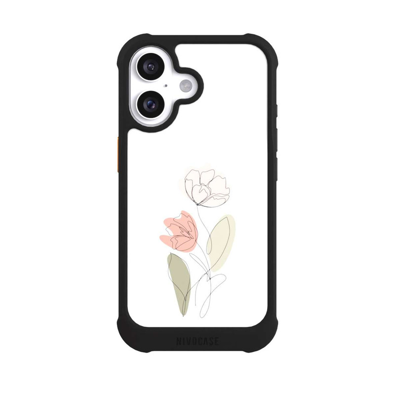 iPhone 16 NIVOmax Blume Line Art Beige