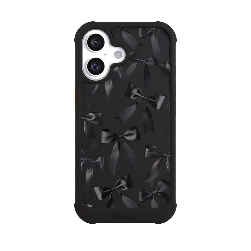 iPhone 16 NIVOmax Schwarze Satinschleifen