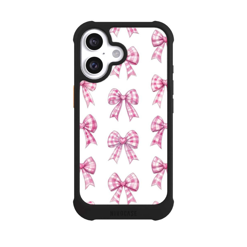 iPhone 16 NIVOmax Pink Gingham Hearts and Bows