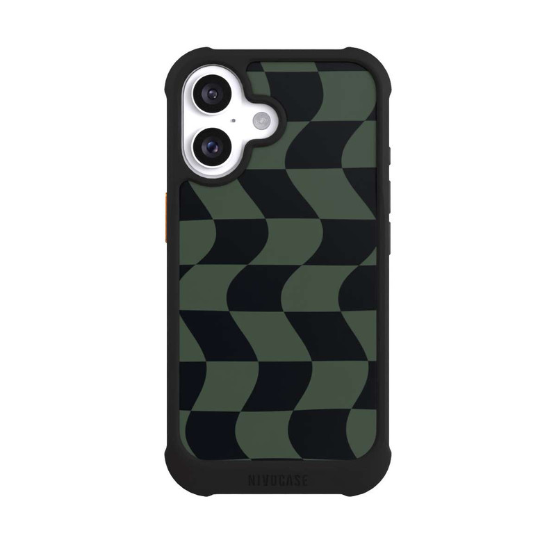 iPhone 16 NIVOmax Karomuster Grün Schwarz