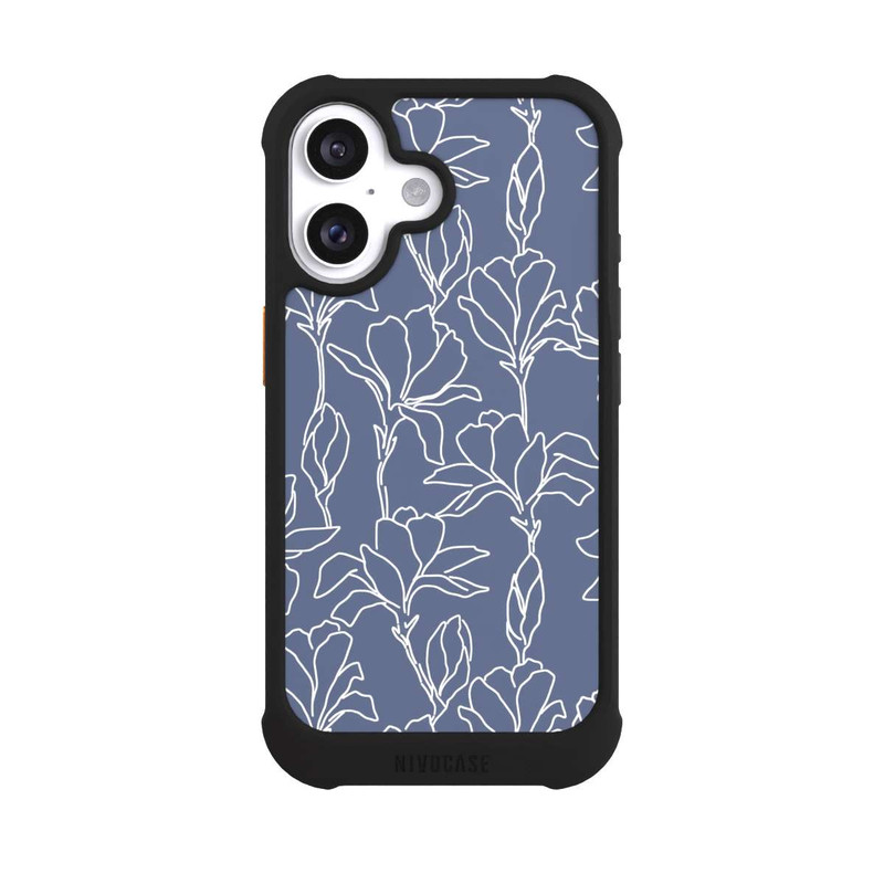 iPhone 16 NIVOmax Flower Silhouettes on Blue