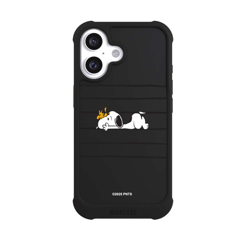 iPhone 16 NIVOmax Snoopy Woodstock Streifen Peanuts Transparent