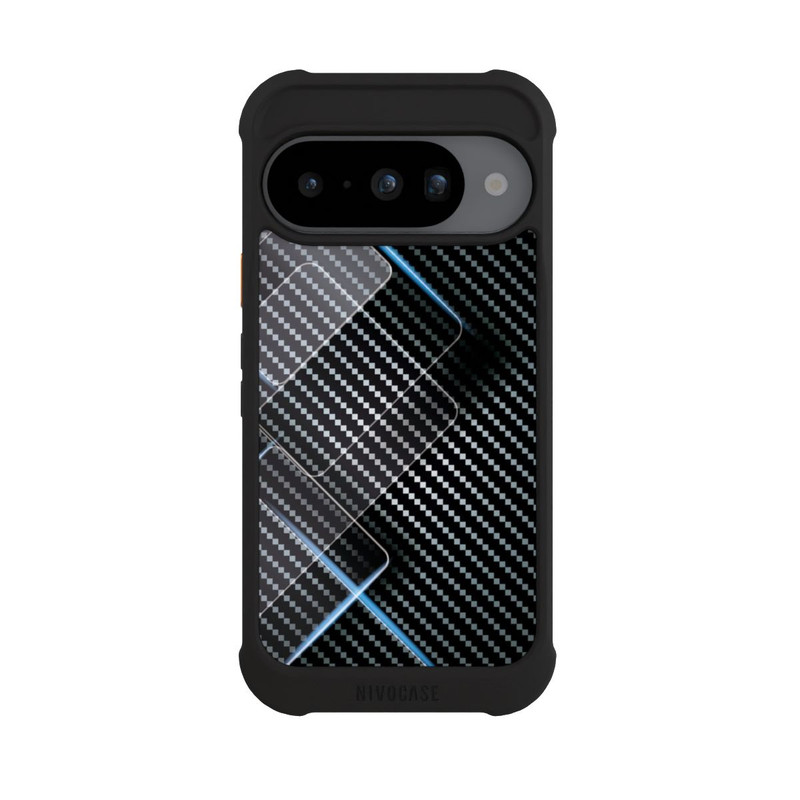 Pixel 10 NIVOmax Blaue Linien auf Karbon