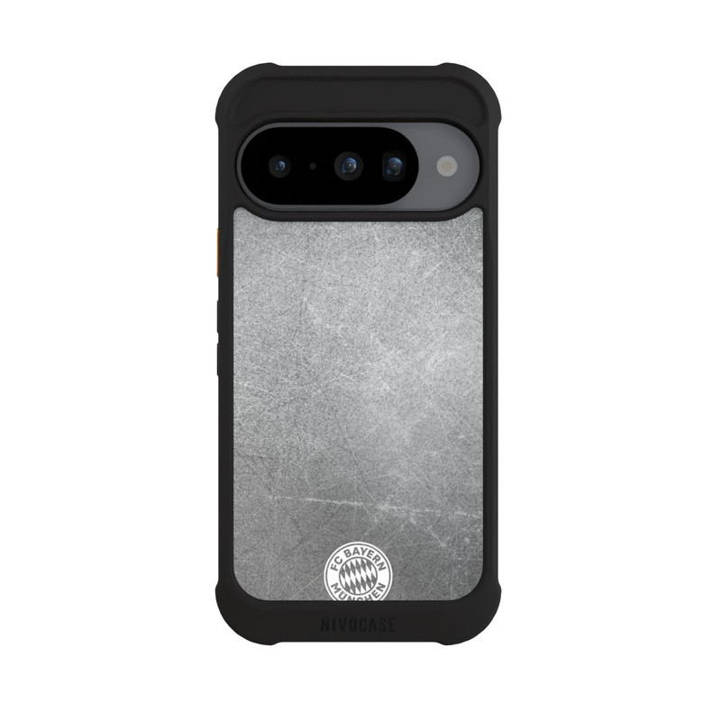 Pixel 10 NIVOmax Klassisches FCB Logo Klein - Weiß auf Metalllook