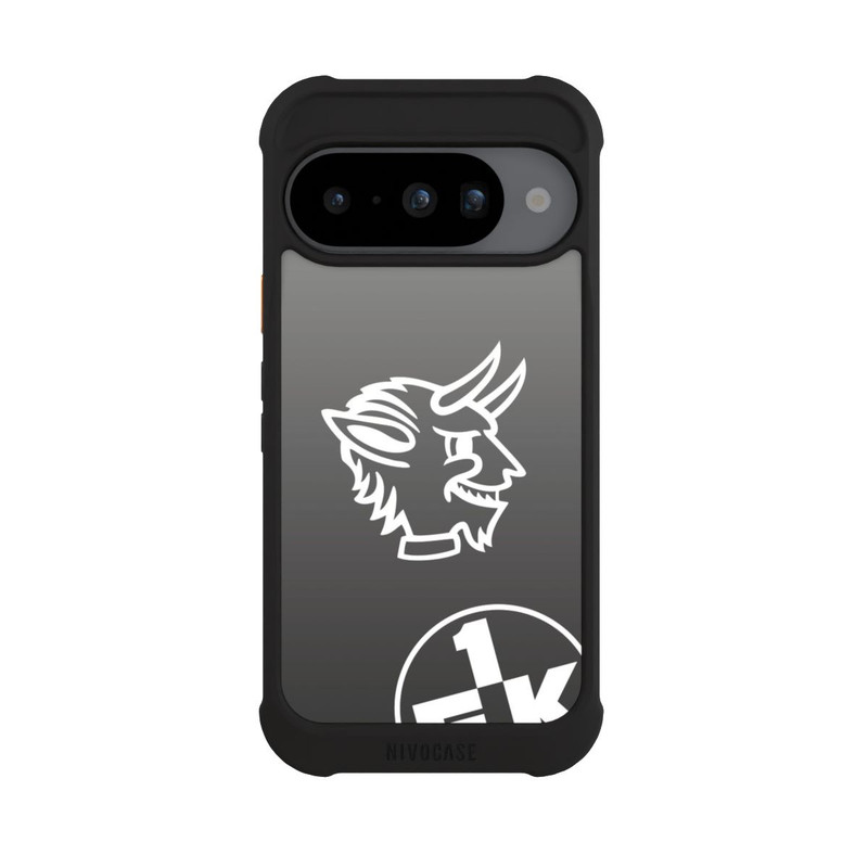 Pixel 10 NIVOmax Teufelskopf FCK auf Schwarz