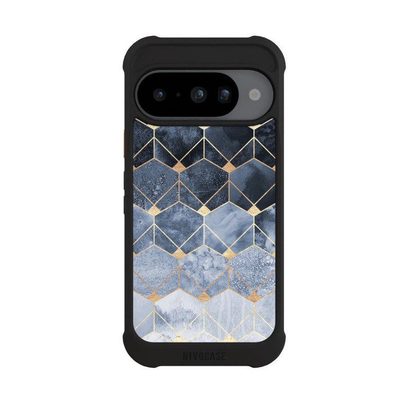 Pixel 10 NIVOmax Impression Or Hexagones Bleus Et Diamants