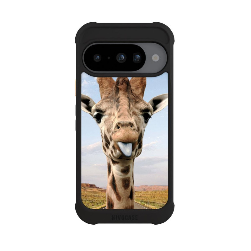 Pixel 10 NIVOmax Giraffe auf der Straße