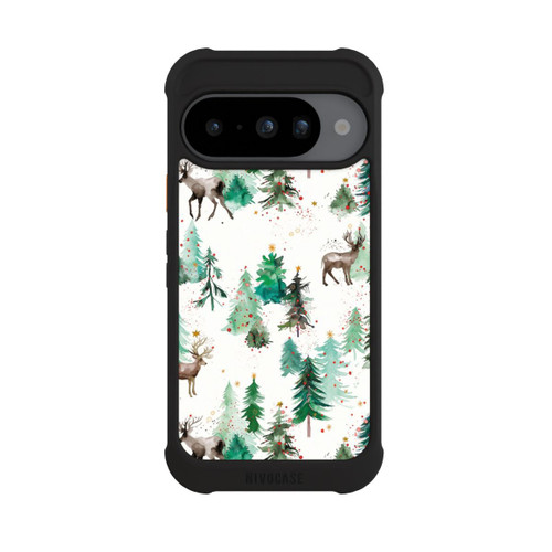 Google Pixel 10 NIVOmax Cerfs et arbres de Noël d'hiver