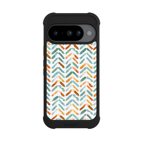 Google Pixel 10 NIVOmax Elegantes Herbstchevron Blau Orange