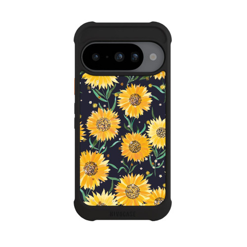 Google Pixel 10 NIVOmax Fleurs de Tournesol sur Fond Noir