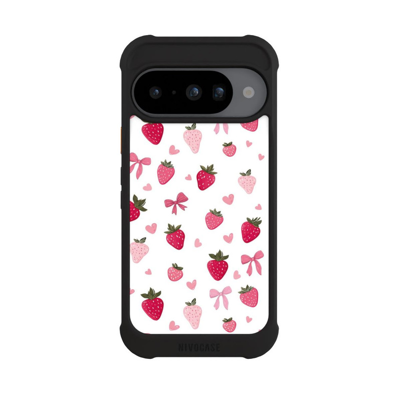 Pixel 10 NIVOmax Erdbeer Herz Schleifen Muster Pink