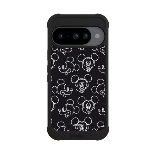 Google Pixel 10 NIVOmax Disney Mickey Faces Black Line Art Pattern