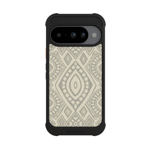 Google Pixel 10 NIVOmax Boho Geometric Mosaic Pattern Neutral Grey and Beige