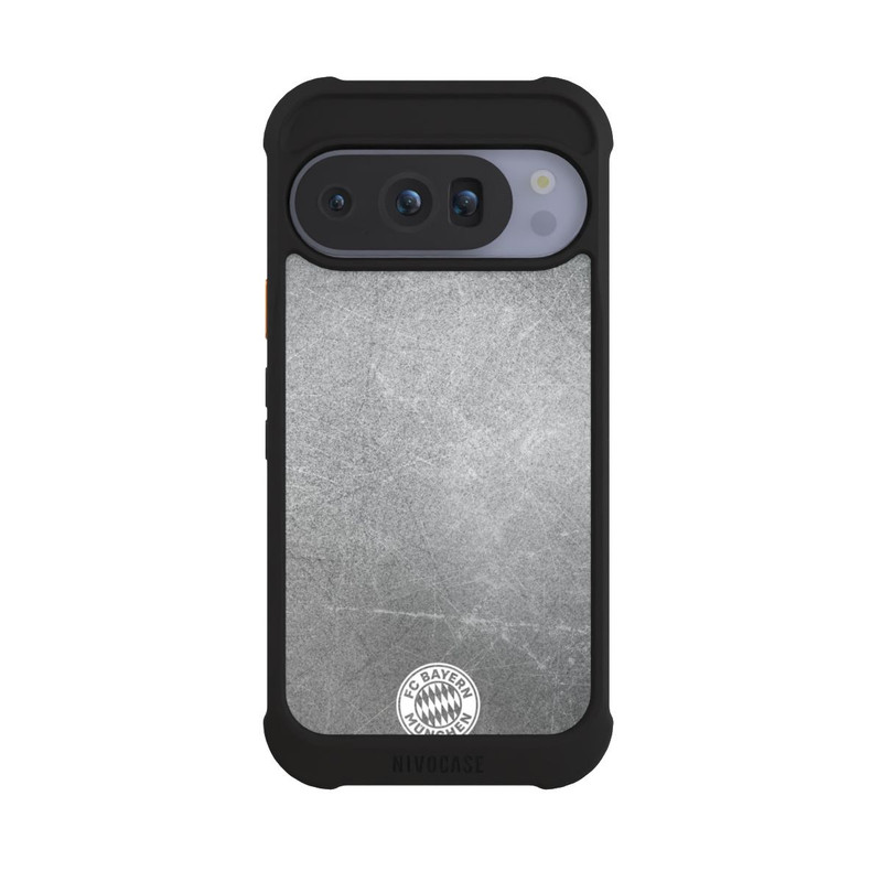 Pixel 10 Pro NIVOmax Logo FCB Classique Petit - Blanc sur Fond Métallique