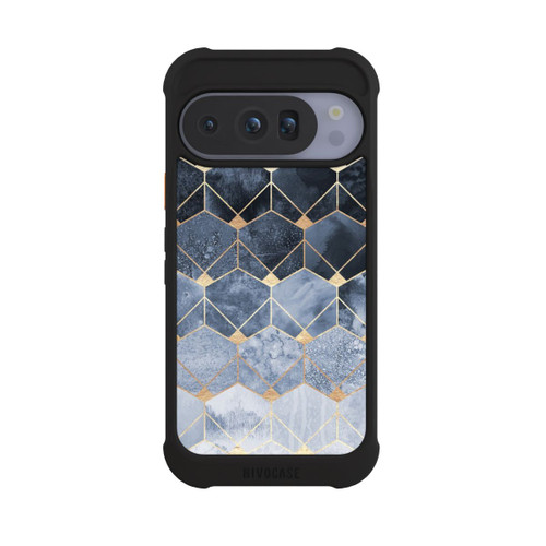 Google Pixel 10 Pro NIVOmax Blaue Sechsecke und Diamanten Golddruck