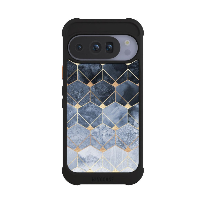 Pixel 10 Pro NIVOmax Impression Or Hexagones Bleus Et Diamants