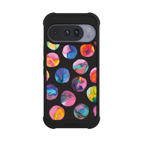 Google Pixel 10 Pro NIVOmax Bunte Tintenmurmeln Punkte Schwarz